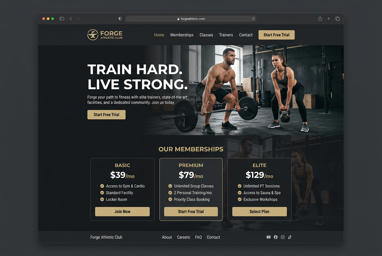 Forge Athletic Club website preview